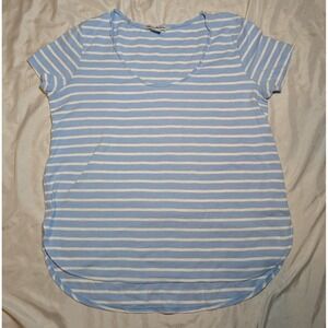 Tommy Bahama Women's Blue And White Striped Short Sleeve Shirt Size S/P